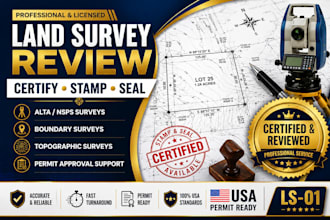 review, certify, stamp, seal land survey plans for permit approval, alta, nsps