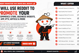 use reddit to promote ecommerce store, ai app iptv business website, webshop ads