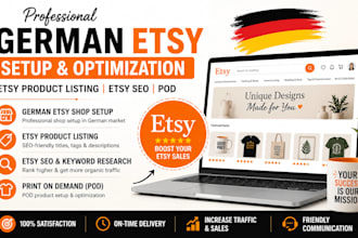 do german etsy setup, etsy product listing,etsy seo,etsy pod