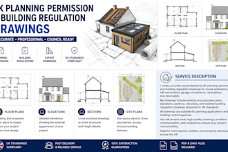 create UK planning permission and building regulation drawings