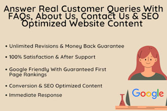 create compelling faqs, about us, contact us and website content