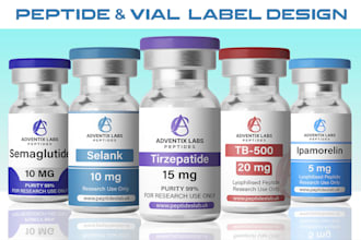 do design premium peptide, sarms, vial label and product label design