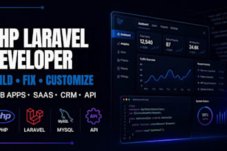 develop, fix and customize laravel PHP web app, saas, CRM, apis and bugs