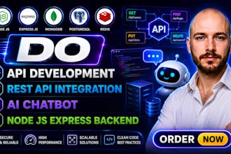 do API development, rest API integration, ai chatbot, node js express backend