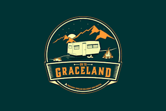 design vintage camping trailer rental company logo