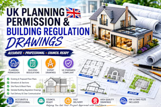 create UK planning permission and building regulation drawings