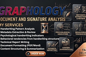 conduct expert handwriting analysis, document forensics, and metadata extraction