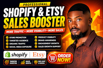 promote shopify store to boost shopify sales, etsy promotion for etsy sales