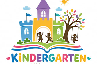 design childcare, education school baby store and children logo