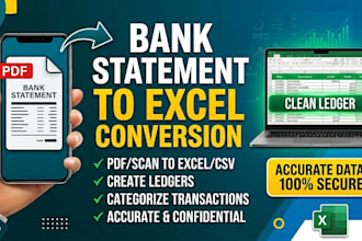 convert bank statement to excel ledgers and CSV