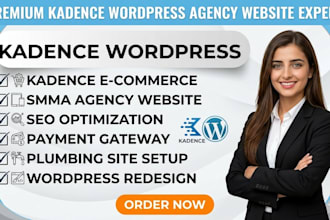 design modern kadence wordpress website smma agency website plumbing site setup