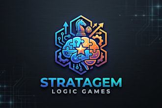 design a creative logic game logo for puzzle, strategy, and gaming brands