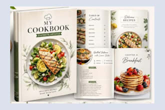 design canva cookbook, recipe ebook, canva recipe book layout KDP