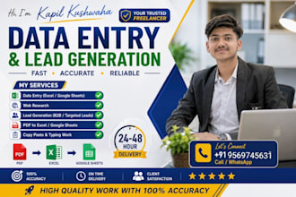 do lead genration data entry and web research
