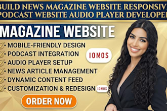 build news magazine website responsive podcast website audio player developer