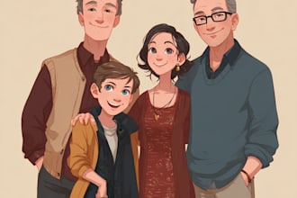 custom watercolor family portrait from photo