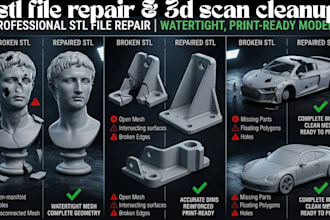 do stl file repair, 3d scan cleanup edit obj, stl file custom file modification