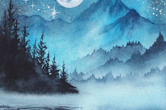 draw a watercolor landscape illustration