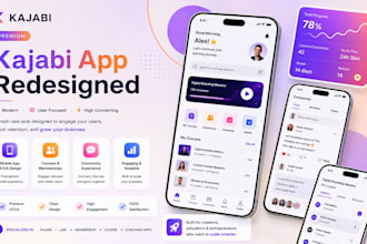 design custom kajabi app UI for coaches, course creators, membership businesses