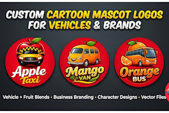 design custom cartoon mascot and vehicle logo for business