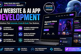 develop ai website, ai app, video generator app and website app video