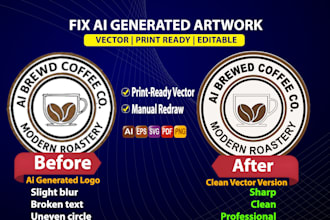 clean, fix and recreate ai generated artwork