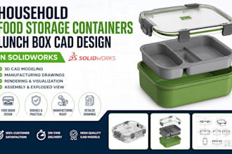 do household food storage containers lunch box cad manufacturing in solidworks