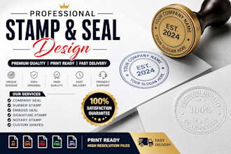 design premium company stamp, rubber stamp, emboss seal and business seal