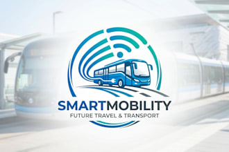 design a modern smart bus logo for transport, mobility, and travel businesses