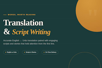 translate, write scripts and stories professionally