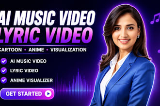 create ai music video, lyric video cartoon anime style music visualization