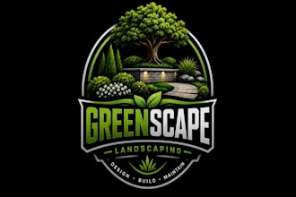 design landscape, grass, agriculture, lawn care, farm logo