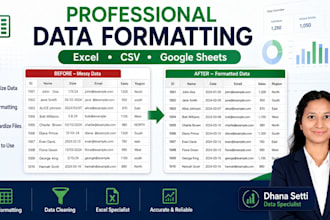 format and organize excel CSV and google sheets data