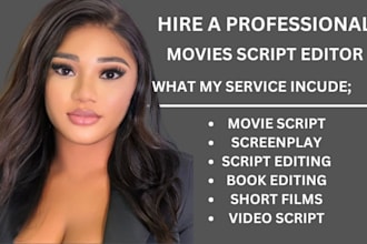 be your screenwriter, scriptwriter, screenplay writer, movie tv scripts
