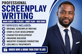 write a professional screenplay, movie script, TV pilot, or short film script
