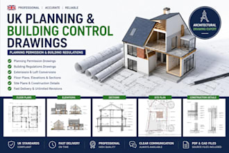 create UK architectural drawings, building control, planning drawings