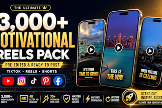 give you 3000 ready made motivational reels bundle with resell rights