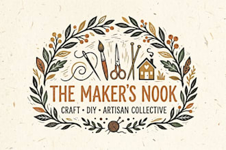 design a creative handmade logo for craft, DIY, and artisan brands
