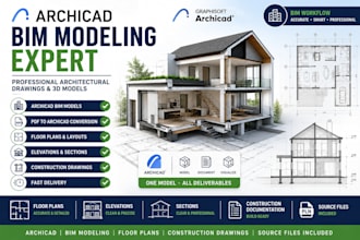 create pro archicad bim models, floor plans and construction drawings