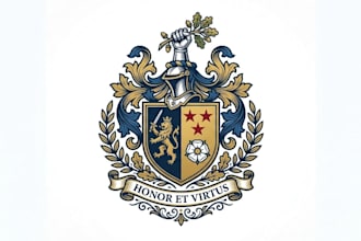 custom family crest, heraldic, and coat of arms logo