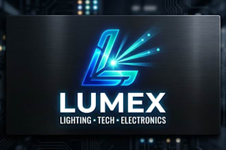 design a modern led logo for lighting, tech, and electronics brands