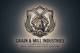 design a professional mill logo for grain, flour, and industrial businesses