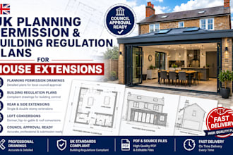 draw UK planning permission and building regulation plans for extensions