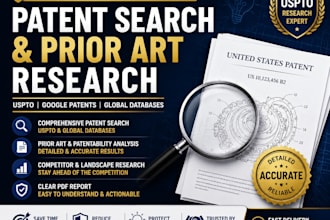 conduct professional patent search and uspto prior art research