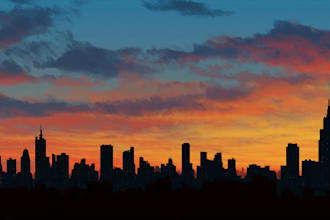 draw landscape silhouette city skyline city silhouette