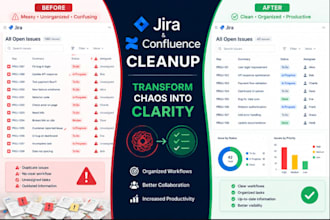 arrange atlassian jira confluence clean up for messy task workflows and space