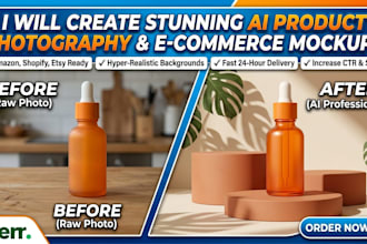 do premium ai product photography and ecommerce mockups for amazon shopify
