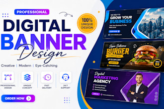 design a professional website banner, web banner and hero banner
