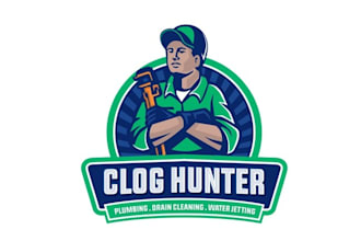 design good clog hunter plumbing logo