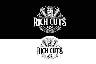 do unique barber and barbershop logo and also badge
